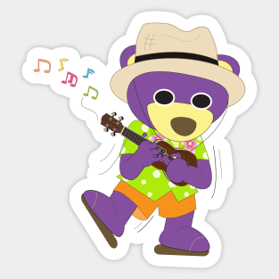 Mr.purple bear is playing Ukulele Sticker